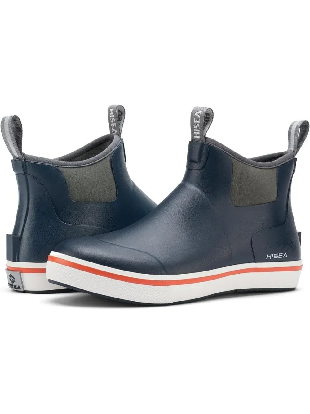 Men's Navy Ankle Deck Waterproof Rubber Neoprene Fishing Non-Slip Rain Boots